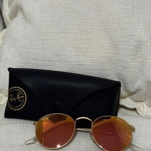 Ray-Ban Gold Frame with Pink Lenses Sunglasses